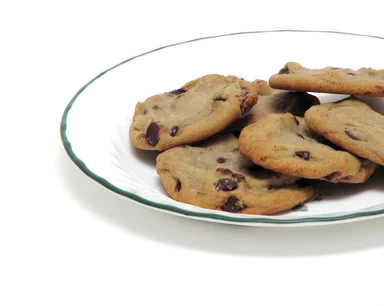Free Stock Photo: Chocolate chip cookies on a plate