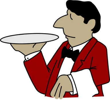 Free Stock Photo: Illustration of a waiter with an emptry tray