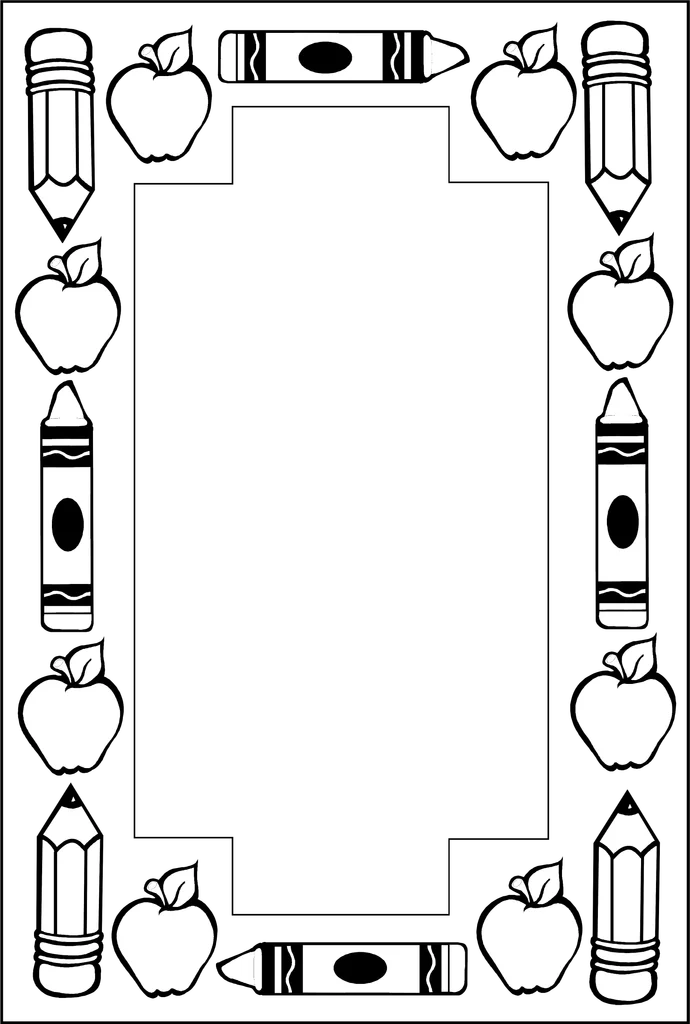 Illustration of a blank frame border with school objects : Free Stock Photo