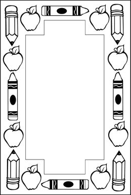 Free Stock Photo: Illustration of a blank frame border with school objects