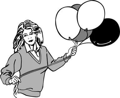 Free Stock Photo: Illustration of a woman holding balloons