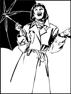 Free Stock Photo: Illustration of a woman with a black umbrella