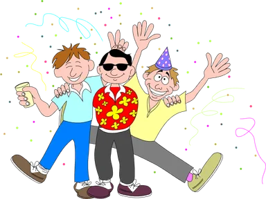 Free Stock Photo: Illustration of three guys at a party