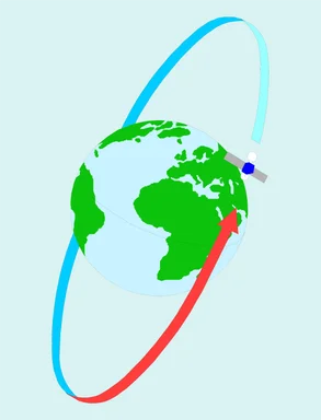 Free Stock Photo: Illustration of a satellite orbiting around the globe
