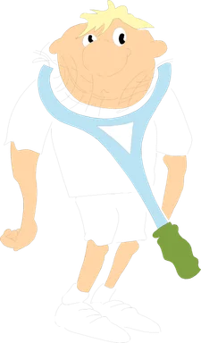 Free Stock Photo: Illustration of a man with a tennis racquet over his head