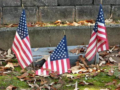 Free Stock Photo: Grave with three US flags