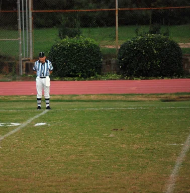 Free Stock Photo: A football referee standing on an empty football field