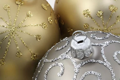 Free Stock Photo: Close-up of gold and silver Christmas ornaments