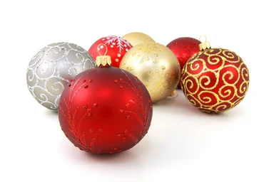 Free Stock Photo: Christmas ornaments isolated on a white background