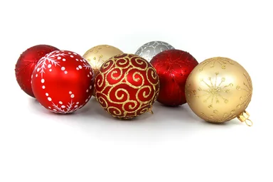 Free Stock Photo: Christmas ornaments isolated on a white background