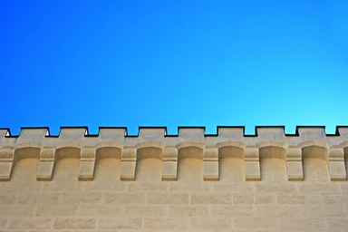 Free Stock Photo: A castle wall against a blue sky