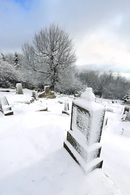 Free Stock Photo: A gravestone in a cemetery in winter with snow