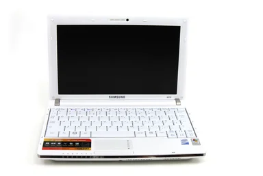 Free Stock Photo: A white laptop isolated on a white background
