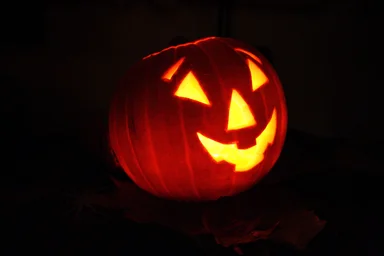 Free Stock Photo: A jack-o-lantern isolated on a black background