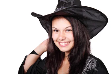 Free Stock Photo: A beautiful girl in a Halloween witch costume
