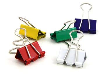Free Stock Photo: Colorful bind clips isolated on a white background