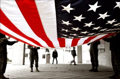 Free Stock Photo: Soldiers preparing to fold an American flag