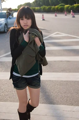 Free Stock Photo: A beautiful Chinese girl walking on a street