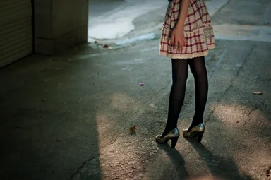 Free Stock Photo: Female legs and a dress standing outside