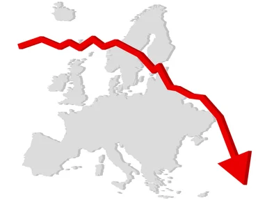 Free Stock Photo: Falling graph with a map of Europe