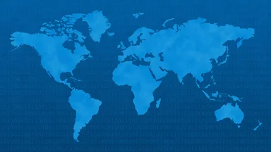 Free Stock Photo: Blue world map with binary code