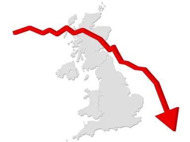 Free Stock Photo: Falling graph with a map of the United Kingdom