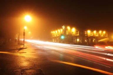 Free Stock Photo: Traffic in a foggy night
