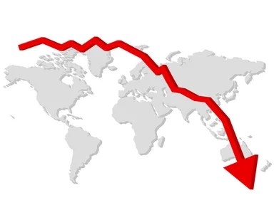Free Stock Photo: Falling graph with a map of the world