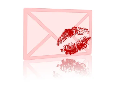 Free Stock Photo: Illustration of a pink envelope with a kiss on it