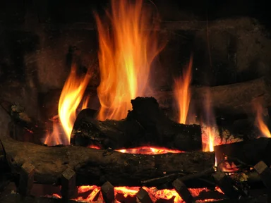 Free Stock Photo: Close-up of a fire burning in a fireplace