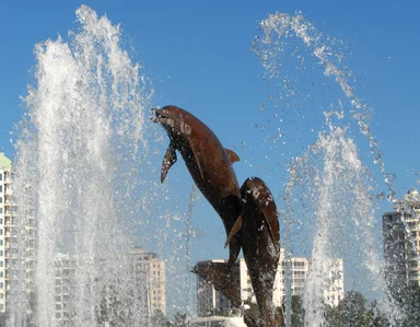 Free Stock Photo: The dolphin fountain at Bayfront Park in Sarasota, Florida