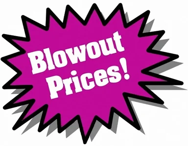 Free Stock Photo: Purple Blowout Prices sticker