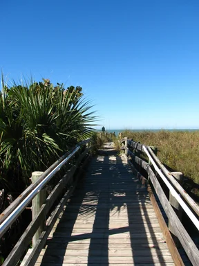 Free Stock Photo: A wooden path heading to the beach