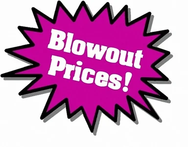 Free Stock Photo: Purple Blowout Prices sticker