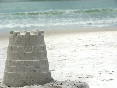Free Stock Photo: A sandcastle overlooking the ocean