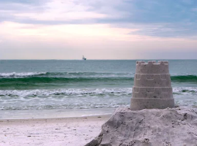 Free Stock Photo: A sandcastle overlooking the ocean