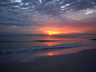 Free Stock Photo: A beach and ocean sunset