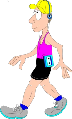 Free Stock Photo: Illustration of a man with headphones walking